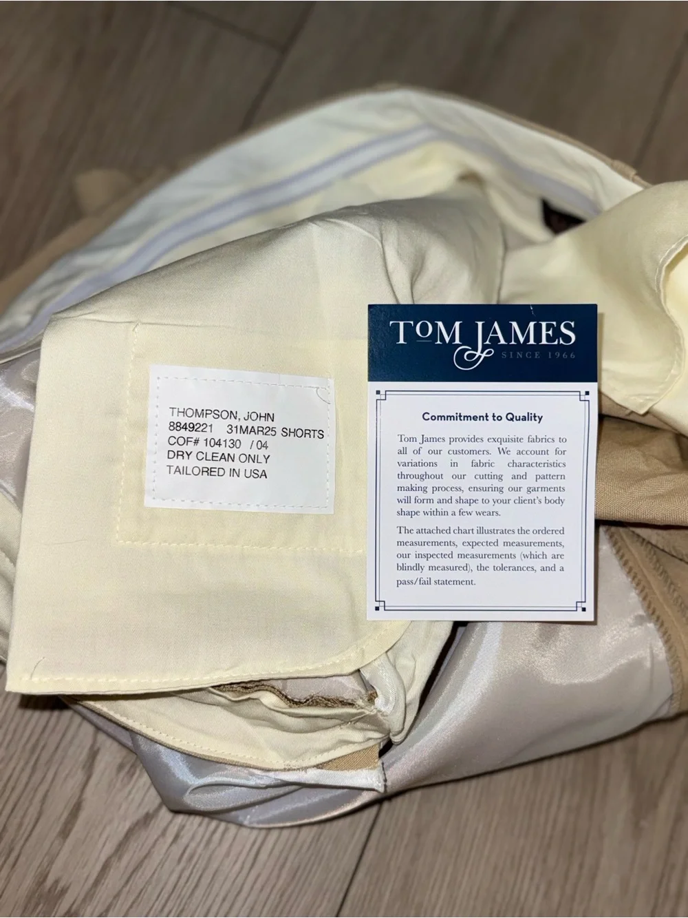 Tom James Tailored Clasic Mens Linen Shorts 48W Coastal Beige Summer Golf Resort